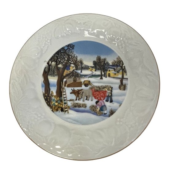 Vintage FOUR SEASONS Dinner Plate Winter Farm Tabletops Unlimited Country Theme - Picture 1 of 6